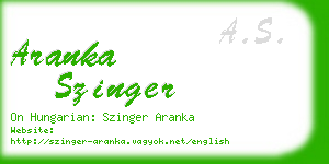 aranka szinger business card